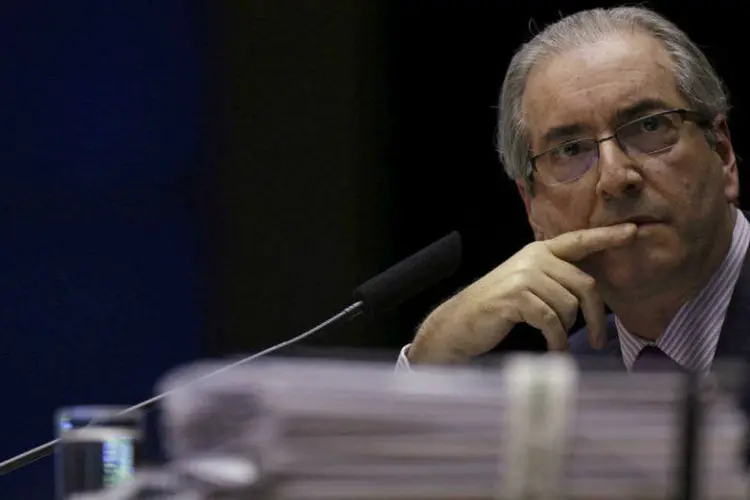 
	O presidente da C&acirc;mara dos Deputados, Eduardo Cunha: Cunha, desafeto do governo, discursou logo depois de Dilma
 (Ueslei Marcelino/Reuters)