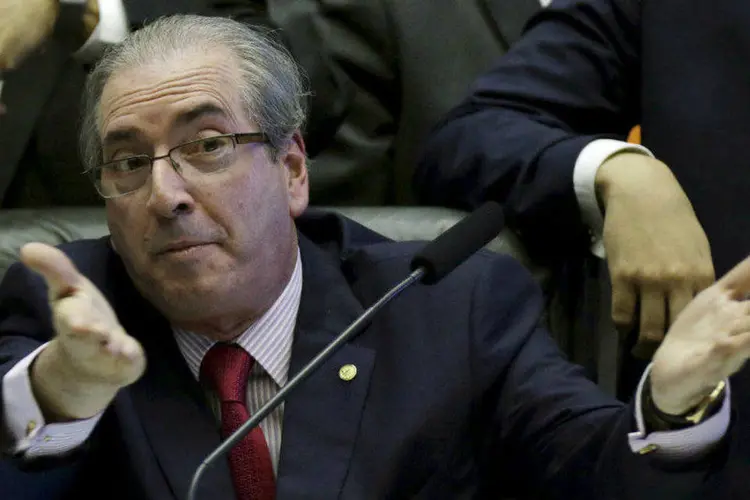 
	Ainda como presidente da C&acirc;mara dos Deputados: Eduardo Cunha durante sess&atilde;o da Casa
 (Ueslei Marcelino/Reuters)