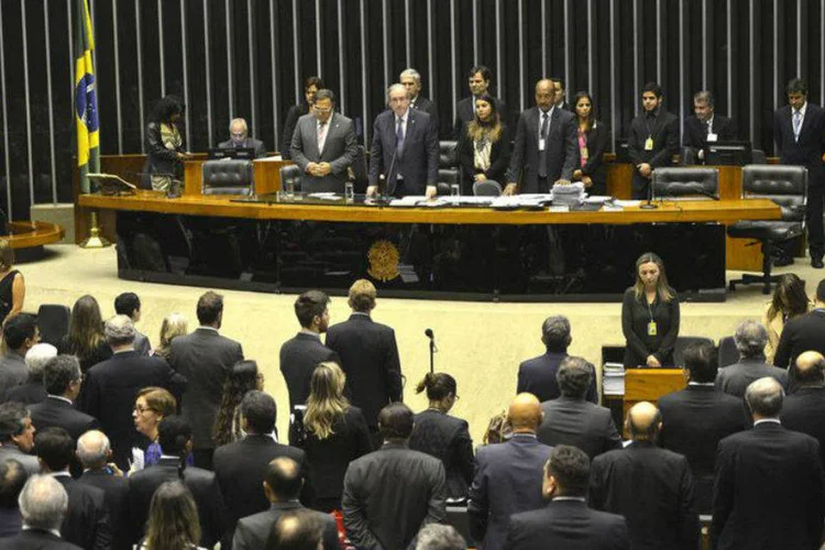 
	C&acirc;mara dos Deputados: Cunha sequer deixou seu gabinete para presidir a sess&atilde;o, que foi comandada pelo deputado Gilberto Nascimento
 (Antonio Cruz/Agência Brasil)