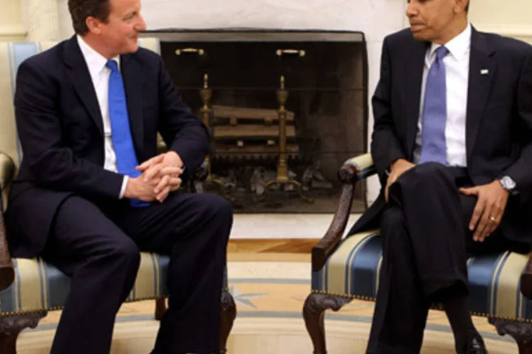 David Cameron, encontra-se com Barack Obama: entre assuntos, Afeganistão e British Petroleum estão em pauta  (Oli Scarff/AFP)