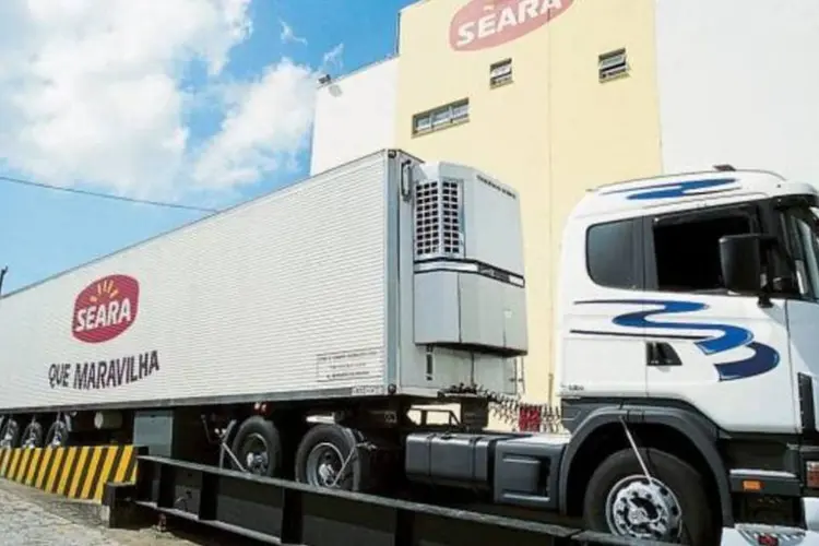 Caminhão da Seara: a unidade de produção em Amparo pode alcançar capacidade para processar até 320 mil aves por dia caso haja investimentos adicionais (Divulgação/EXAME)
