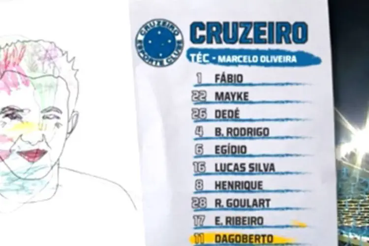 Campanha da Fox Sports: canal entregou desenhos em branco dos jogadores do Cruzeiro para crianças entre 4 e 6 anos, e pediu para que elas pintassem como os enxergavam (Reprodução/YouTube)