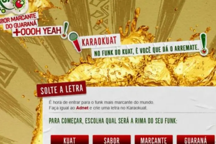 No Karaokuat, os usuários deverão incluir as palavras-chave da ação (Sabor, Guaraná, Marcante, Kuat) ao cantar (Divulgação/AdNews)