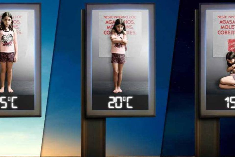 Personagem "reage" a frio em campanha de doações de agasalho
