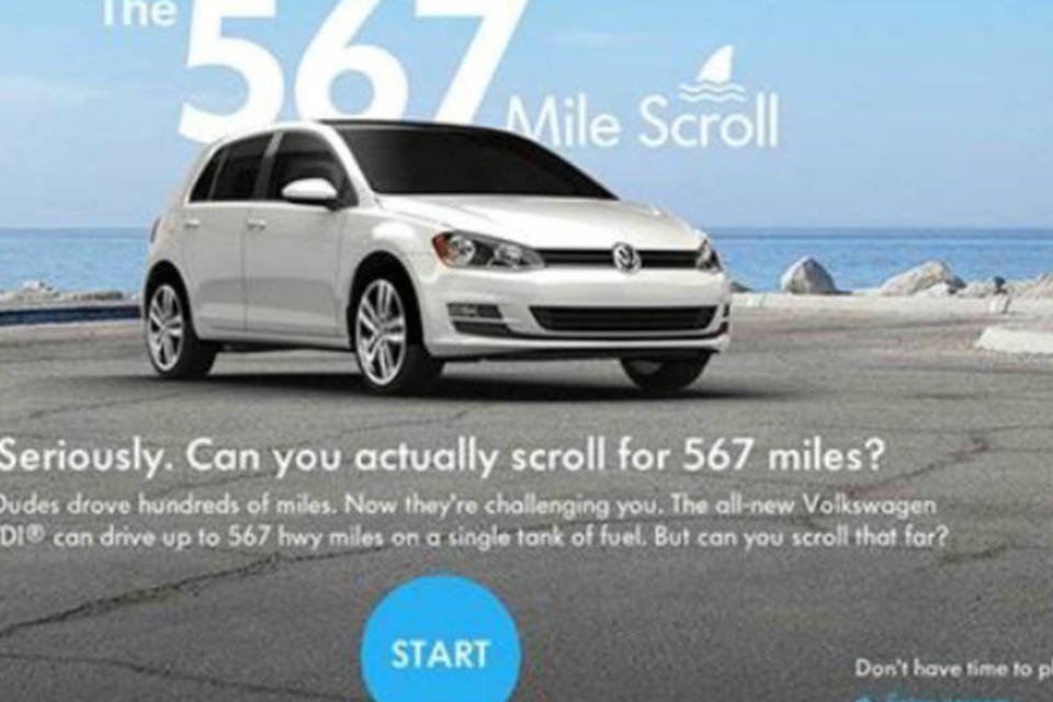 Site da VW desafia usuário a rolar 567 milhas com o mouse