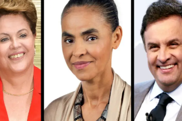 Montagem de candidatos: Dilma Rousseff, Marina Silva e Aécio Neves (Montagem/EXAME.com)