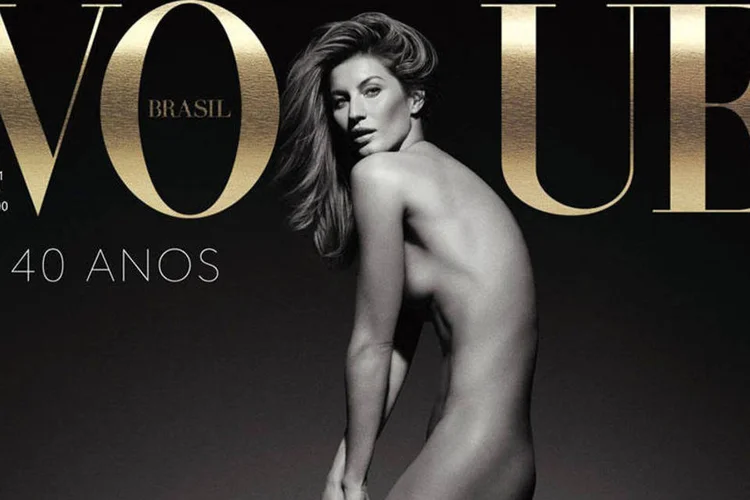 
	Gisele B&uuml;ndchen na capa comemorativa da Vogue: a modelo foi clicada pela dupla de fot&oacute;grafos holandeses Inez Van Lamsweerde e Vinoodh Matadin
 (Divulgação/Vogue)