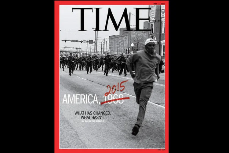 
	Capa da Time: reportagem de capa desta edi&ccedil;&atilde;o tr&aacute;s uma cobertura dos conflitos entre a popula&ccedil;&atilde;o de Baltimore e a pol&iacute;cia local
 (AdNews)