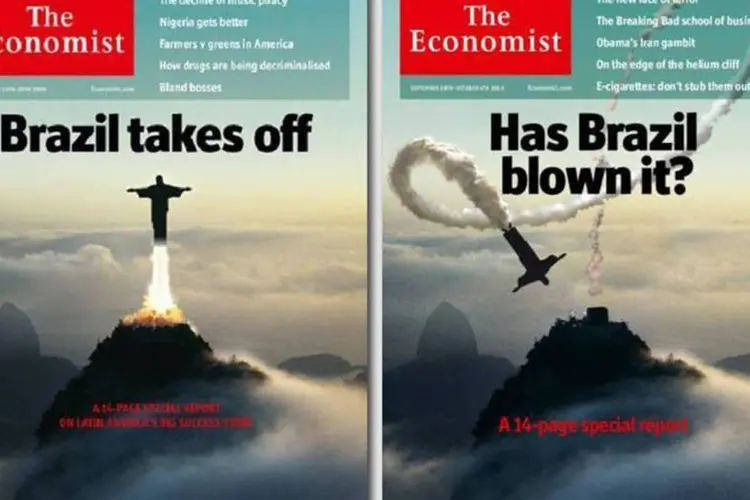 Capas da The Economist com Brasil: revista mudou de tom sobre o país (Divulgação)