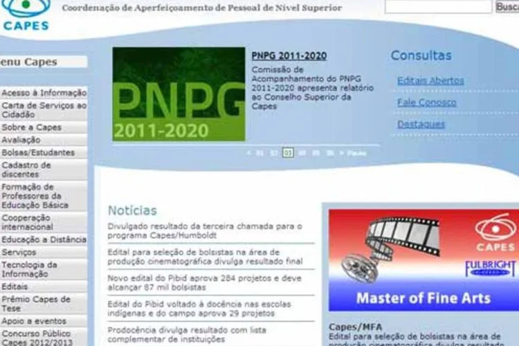 
	Site da Capes: a Capes informou que o pagamento das bolsas de estudo relativos a dezembro foram feitos na sexta
 (Reprodução)