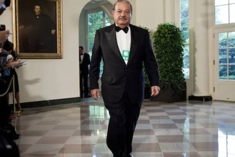 Carlos Slim, de smoking, na Casa Branca (Getty Images)