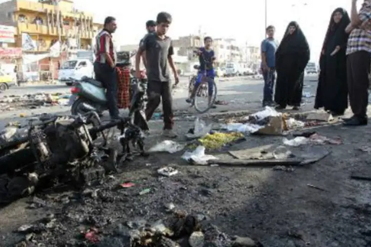 Explosão em Sady City: uma das deflagrações aconteceu em posto de gasolina (Ali Al-Saadi/AFP)