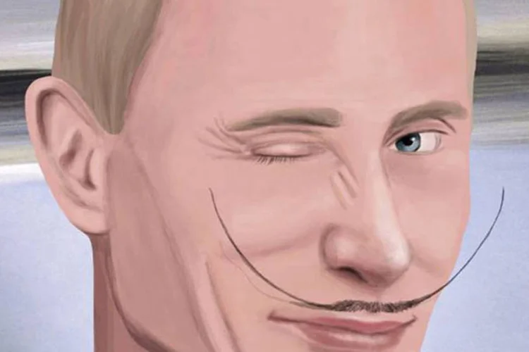 Cartaz da exposição "Putin Universe" em homenagem ao aniversário de Vladimir Putin (Divulgação)