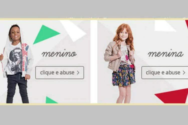 Campanha da C&A na internet: frase "clique e abuse" ficou bem esquisita ao lado de foto de crianças (Reprodução)