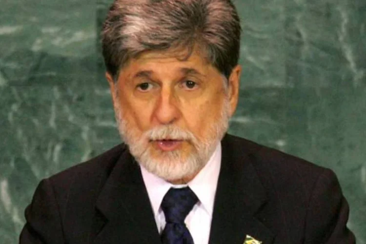 Celso Amorim em discurso na ONU: diplomata de carreira (Daniel Berehulak/Getty Images)