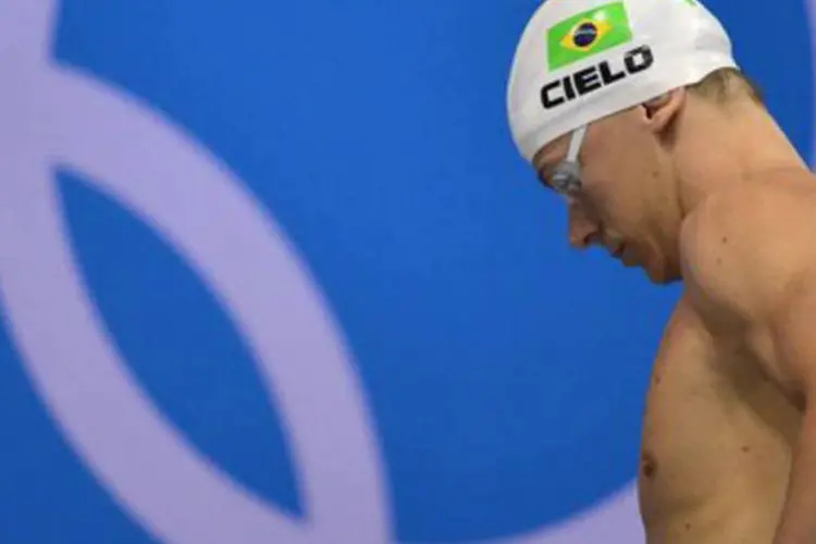 Cielo perdeu para Florent Manaudou e Cullen Jones: a medalha de Cielo é a segunda da natação brasileira nos Jogos de Londres-2012 (©AFP / Fabrice Coffrini)