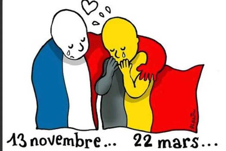
	Charge veiculada no Twitter presta solidariedade &agrave; B&eacute;lgica: segundo a CNN j&aacute; s&atilde;o 34 mortos e mais de 170 feridos
 (Reprodução/ Twitter/ The Next Web)