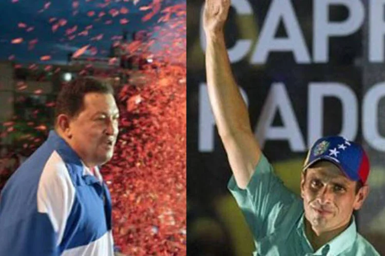
	Ch&aacute;vez e Capriles: &nbsp;Ch&aacute;vez, de 58 anos e no poder desde 1999, chegou a 8.133.952 votos contra 6.498.527 de Capriles
 (Getty Images)