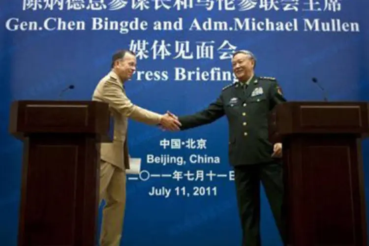 O comandante do Estado-Maior dos EUA, Mike Mullen, e seu colega chinês, general Chen Bingde: "tanto China como Estados Unidos querem relações melhores e mais coerentes" (Alexander F. Yuan/AFP)