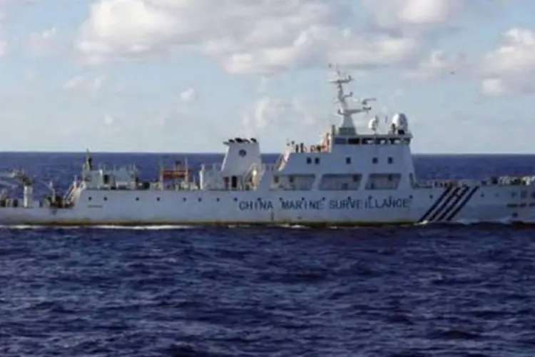 
	Os navios chineses se aproximaram das ilhas Senkaku (Diaoyu para a China)
 (Japan Coast Guard/AFP)