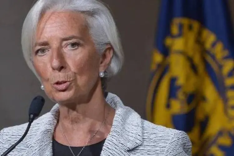 A diretora-gerente do FMI, Christine Lagarde: fundo revisou crescimento mundial para baixo (Mandel Ngan/AFP)