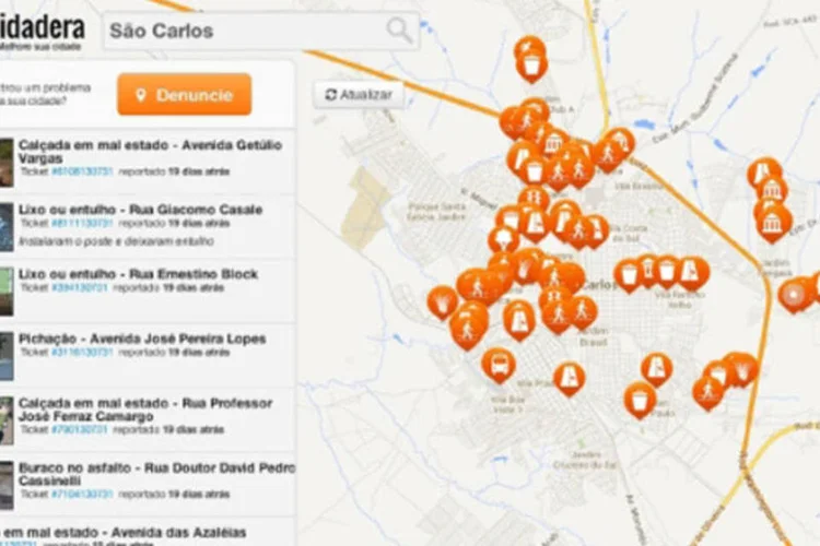 App Cidadera: plataforma permite que qualquer pessoa aponte problemas como buracos nas ruas, entulho e falta de iluminação (Reprodução)