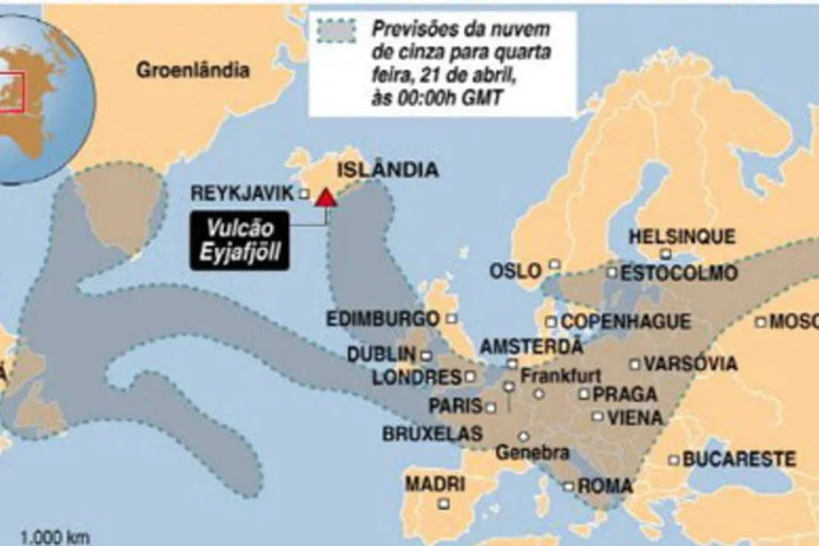 Infográfico mostra a situação atualizada das cinzas vulcânicas