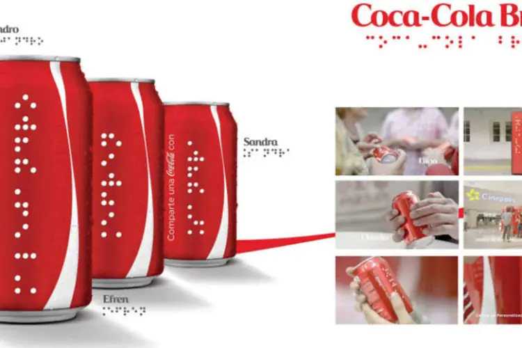 
	As latas da Coca-Cola em Braille foram criadas especialmente para esta a&ccedil;&atilde;o e, por ora, n&atilde;o ser&atilde;o comercializadas
 (AdNews)