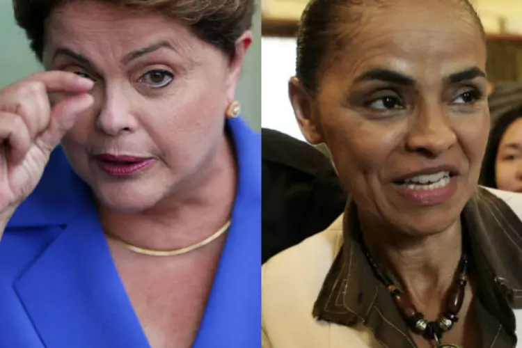 
	 Em um eventual segundo turno entre Dilma e Marina, Dilma teria 42% e Marina, 43%
 (Reuters/Montagem EXAME.com)