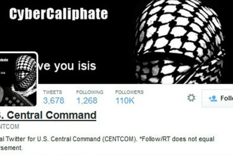
	Imagem mostra a conta do Comando Central dos EUA invadida por hackers pr&oacute;-Estado Isl&acirc;mico
 (Staff /Reuters)
