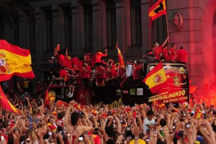 A festa da vitória em Madri: comemoração barulenta (Denis Doyle/AFP)