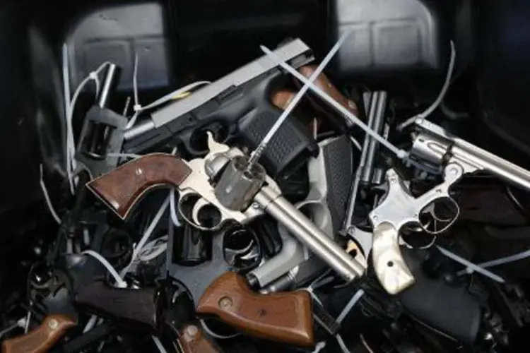 
	Armas: seis delas foram achadas no campus da escola e outras sete foram encontradas pelos investigadores em seu domic&iacute;lio
 (David Mcnew/AFP)