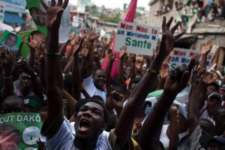 Comício da candidata do governo à presidência do Haiti, Mirlande Manigat (Allison Shelley/Getty Images)