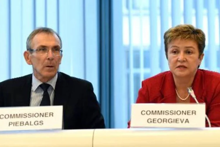 A comissária europeia Kristalina Geogieva participa de uma reunião ministerial em Bruxelas (Emmanuel Dunand/AFP)