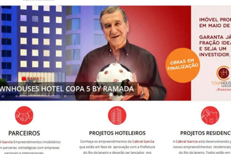
	Propaganda do Copa 5 da Cabral Garcia, com Parreira: CVM analisa investimentos irregulares
 (Reprodução/ Site da Cabral Garcia)