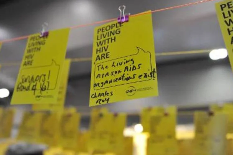 Mensagens de apoio são exibidas durante a Conferência Internacional sobre Aids, em Melbourne, Austrália (Esther Lim/AFP)
