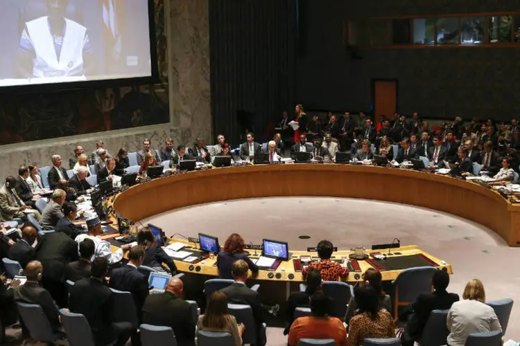 
	Membros do Conselho de Seguran&ccedil;a da ONU: apenas oito pa&iacute;ses votaram a favor da medida
 (Shannon Stapleton)