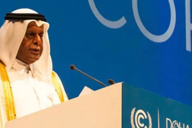 
	A pedido do presidente da COP18 e primeiro ministro do Qatar, Abdullah Bin Hamad Al-Attiyah, os representantes das Maldivas e da Su&iacute;&ccedil;a organizaram uma reuni&atilde;o extraordin&aacute;ria
 (Divulgação/COP18/CMP8)