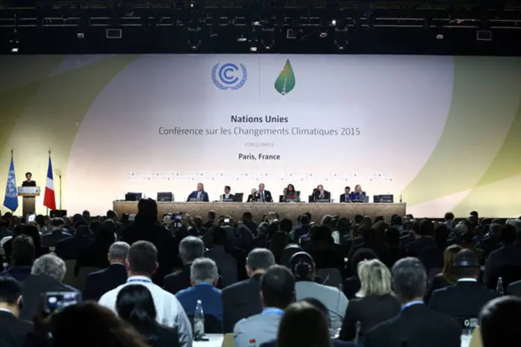 
	Imagem geral da COP21 em Paris: texto &eacute; fruto do trabalho de uma terceira noite consecutiva de vig&iacute;lia da presid&ecirc;ncia francesa
 (Getty Images)