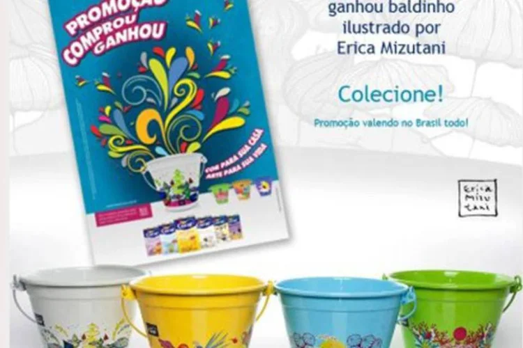 Coral: a promoção “Cor para sua casa, arte para sua vida” dará baldinhos decorativos assinados pela artista plástica Erica Mizutani (Reprodução/Facebook)
