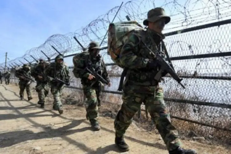 Soldados sul-coreanos na fronteira com a Coreia do Norte (Jung Yeon-Je/AFP)