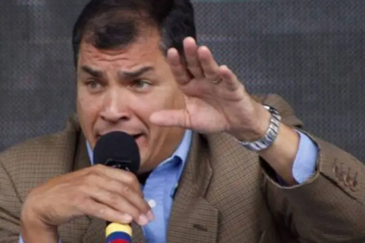 
	O presidente do Equador, Rafael Correa: agressor foi preso logo ap&oacute;s o ataque e est&aacute; sob cust&oacute;dia policial
 (Eduardo Santillán Trujillo/AFP)