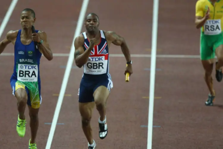 
	Bruno Lins, no revezamento 4x100: Os Estados Unidos foram os melhores da semifinal, com 37s38
 (Michael Steele/Getty Images)