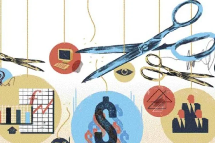 Ilustração - Corte de custos (Francisco Martins/EXAME.com)