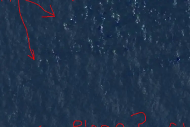 Imagem de Courtney Love "encontrando" avião: segundo Courtney, que na postagem diz não ser “nenhuma expert” no assunto, as coordenadas são 5°39’08.5” norte e 98°50’38.0” leste (Reprodução/Internet)