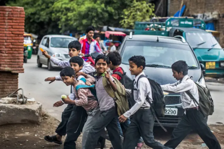Índia: pelo menos seis crianças morreram vítimas de desabamento em uma escola (Daniel Berehulak/Getty Images)