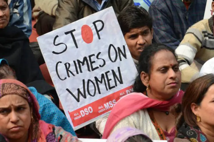 
	Protestos contra estupros em Nova D&eacute;lhi: em 2014 foram registrados na &Iacute;ndia 36.735 casos, sendo 2.096 na cidade
 (Raveendran/AFP)