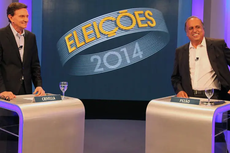 Candidato ao governo do Rio, Pezão e Crivella, durante debate promovido pela Rede Globo de Televisão (Edivaldo Reis/Crivella 10/Fotos Públicas)