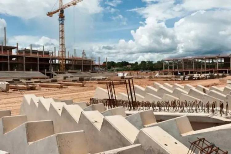 Obras da Arena Pantanal: testes visam fornecer coeficientes de pressão para dar maior confiabilidade ao pré-projeto das quatro coberturas independente (Monitoramento/Ministério do Esporte)