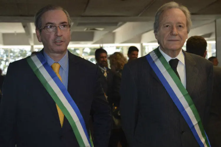 
	Presidente da C&acirc;mara dos deputados, Eduardo Cunha,e o presidente do STF, Ricardo Lewandowski
 (José Cruz/ Agência Brasil)